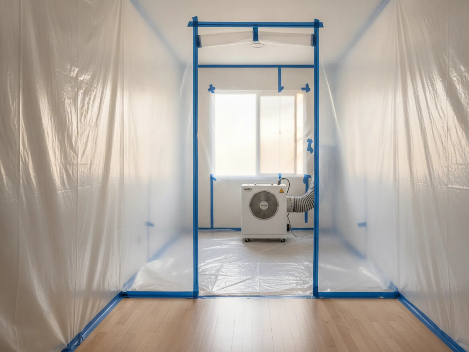 Mold remediation containment and air scrubbing in a Los Angeles home